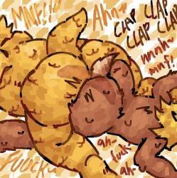 against_butt alphys anthro ass belly big_belly big_butt blonde_hair bodily_fluids clap_(sound_effect) deer deltarune dildo dildo_insertion double_dildo duo english_text feet female female/female hair hi_res impact_lines mammal moan monster noelle_holiday onomatopoeia orange_body penetration scales scalie scaliescum scut_tail sex_toy sex_toy_insertion short_tail size_difference slightly_chubby slightly_chubby_female sound_effects squish sweat tail text thick_thighs undertale_(series) vaginal_penetration x-ray_view yellow_body