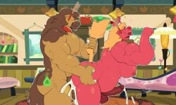 anal anal_sex bara big_ass big_breasts big_butt big_macintosh big_macintosh_(mlp) big_muscles chase_(mlp) chase_kusanagi chase_pear cum cum_in_ass furry gay gay_sex horse incesto inflation male muscle my_little_pony ntr penetration