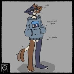 :3 anthro barely_visible_genitalia barely_visible_vulva bottomless calico_cat choker claws clothed clothing dipstick_tail domestic_cat ear_piercing ear_ring epic_games feet felid feline felis female fortnite fur genitals half-closed_eyes hi_res hoodie hoodie_only jewelry mammal markings meow_skulls multicolored_body multicolored_fur narrowed_eyes necklace paws piercing qultergeist ring_piercing smug_face solo tail tail_markings tail_motion tailwag toe_claws toes topwear topwear_only vulva weezer_(blue_album)