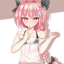 1boy 1femboy astolfo_(fate) astolfo_(fate/apocrypha) astolfo_(saber)_(fate) astolfo_(sailor_paladin)_(fate) beautiful cute cute_expression cute_eyes cute_male fate/apocrypha fate/grand_order fate_(series) femboy heart heart-shaped_pupils heart_eyes heart_symbol light-skinned_male looking_at_viewer male male_only pink_eyes pink_hair skirt solo sweating sweaty sweaty_body sweaty_face