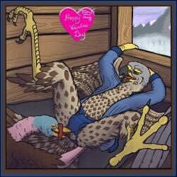 2026 4_toes anal anisodactyl anthro ass avian avian_caruncle avian_feet beak bed bird blue_briefs blue_clothing blue_underwear border briefs cere_(anatomy) chastity_bulge chastity_cage chastity_device chastity_under_clothing closed_eyes clothed clothing cloud coat digital_drawing_(artwork) digital_media_(artwork) duo english_text falcon falconid feathers feet furniture galliform grey_body grey_feathers hand_on_hip heart_symbol hole_in_clothing holidays inside kneeling konarak_(tzair) leaning leaning_backward leaning_forward licking looking_at_another looking_at_partner looking_at_viewer lying male male/male mountain multicolored_body multicolored_eyes multicolored_feathers on_back open_beak open_mouth oral peregrine_falcon phasianid pink_scutes presenting presenting_hindquarters rimming scuted_arms scutes sex shaded signature snood_(anatomy) snow spread_legs spreading talons tan_body tan_feathers text toes tongue topwear turkey two_tone_body two_tone_eyes two_tone_feathers tzair_(artist) tzair_(character) unbuttoning unbuttoning_shirt underwear undressing undressing_self window wings wrinkles yellow_scutes