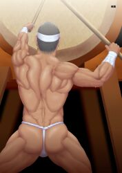 1boy absurd_res arms_up artist_name ass ass_cleavage ass_focus back_muscles back_view balls_under_clothes bandage bandaged_wrist bara beefy biceps black_hair bubble_ass bubble_butt dat_ass drumsticks fundoshi fundoshi_only gay hachimaki headband hi_res hunk japanese_clothes legs_apart male male_only manly mature_male miyabi13783794 muscles muscular muscular_arms muscular_ass muscular_back muscular_legs muscular_male muscular_thighs no_visible_face original original_character practically_nude quadriceps rokushaku_fundoshi short_hair solo standing sweat sweatdrop sweating sweaty taiko_drum thick thick_legs thick_thighs tight_clothing tough_guy very_high_resolution very_sweaty white_fundoshi yaoi