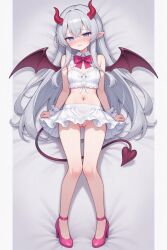 ai_generated breasts female pink_pumps sacubus skirt tail uncensored vaginal_penetration white_one_piece wing