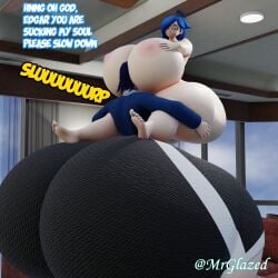 3d areola areolae big_ass big_breasts carrying futanari giant_male giantess huge_ass huge_breasts living_room male_ass mrglazed naked nipples nude oc size_difference smg4 sucking sucking_off tari_(smg4)