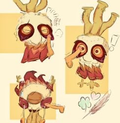 angry_expression blush character clover dick digital_drawing_(artwork) dripping feathers heart ibspaint_(software) mad monster msm my_singing_monsters one_eye one_eye_closed owl owl_girl owlesque owlesque_(major_form) owlesque_(minor_form) panic panicking plain_background rubbing_penis shocked