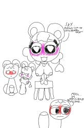 1boy :3 aged_up bear_boy big_dick big_penis blush blushing_pink blushing_red breasts cum_in_mouth dick embarrassed_bear_boy female hard_dick horny_female kinky leaning_on_table male moch_(sprunki) mouse_girl nipples open_mouth penis penis_strap pussy sexy_female shy_male sky_(sprunki) sprunki titties vagina vulva