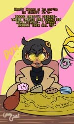 1boy 1boy1girl 1girls 2d altered_common_sense before_sex big_breasts big_penis black_hair brainwashed brainwashing breasts_on_table cake clothed clothed_female coat coin coin_on_string common_sense_change cookie cupcake dark-skinned_female dark_skin dessert dialogue drool drooling emma_(pokemon) english_text female food food_fetish food_on_penis food_play glowing_eyes guavagrunt holding_object huge_breasts huge_cock hypno hypnosis hypnotized inevitable_penis_sucking inevitable_sex macaron male mind_alteration mind_control open_mouth pendulum pendulum_swinging penis_on_table pokemon pokephilia seat serving_food serving_tray sfx short_hair simple_background sitting speech straight swinging_pendulum table tag tan_body text veiny_penis wide_eyed writing yellow_eyes yellow_penis