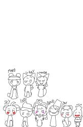 3girls 6boys aged_up blush breast_band_shirt breasts brud_(sprunki) chica_(sprunki) covering_pussy cuntboy female flustered_female flustered_male gray_(sprunki) indi_(sprunki) jay_(sprunki) male mard_(sprunki) moch_(sprunki) nipples penis pussy sky_(sprunki) smirk sprunki sprunki_oc wenda_(sprunki)