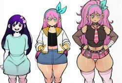 age_progression ai_generated aigooner19aught7 ass_expansion aubrey_(omori) bimbofication bimbofication_sequence breast_expansion female female_only gyaru gyarufication novelai omori race_swap transformation