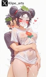 ai_generated brawl_stars covered_navel covered_nipples cum_in_pussy cumshot hugging_from_behind kaze_(brawl_stars) pussy see-through_clothing sex sex_from_behind shirt wet_clothes