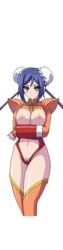 android arcana_heart blue_hair blush breasts green_eyes large_breasts mei-fang nipples photoshop pussy