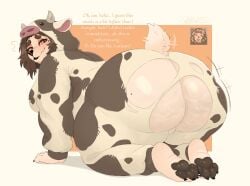 absurd_res accident accidental_exposure animal_print anthro ass balls belly big_breasts big_butt blush blush_lines breasts brown_hair canid canine cellulite clothed clothing cow_print dialogue discord_(app) english_text facial_hair female fur genitals hair hi_res hood lipstick makeup mammal maned_wolf markings mole_(marking) mole_on_butt mole_under_eye nervous nervous_smile onesie orange_eyes paws presenting presenting_hindquarters shaking_butt short_tail slightly_chubby solo tail tail_motion tailwag talking_to_viewer tan_body tan_fur text thick_thighs tight_clothing torn_clothing trans_(lore) trans_woman_(lore) wandwess wardrobe_malfunction wess_(wandwess) white_body white_fur wide_hips