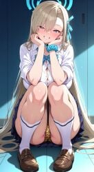 1girls ai_generated animal_print ass asuna_(blue_archive) blue_archive blush breasts cameltoe female female_only gigantic_ass gigantic_breasts grin halo huge_ass huge_breasts leopard_print light-skinned_female light_skin long_hair nikumist panties pussy school_uniform schoolgirl smile sweat sweatdrop thick_thighs thighs vagina