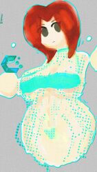 big_breasts curvy_female holding_object ibispaintx linux mii mii_gunner mii_gunner_(smash_4) mob_face nintendo nipples_visible_through_clothing puddinpuddgi pudgi420 stylized supersludge