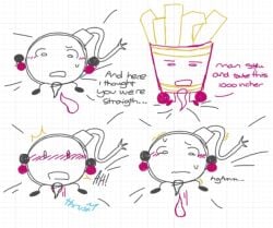 2boys anal anal_insertion anal_sex bedsheets blush bomby_(bfdi) bromance embarrassed fries_(bfdi) gasp gasping gay gay_anal gay_domination gay_male gay_sex holding_arm holding_arms holding_arms_up jerking joking legs_apart legs_spread looking_down on_bed only_lineart precum precum_leak shocked_expression swearing sweating tentacle_dick tentadick text thrusting thrusting_into_ass twitching wet_dick whiteboardfox wide_eyes