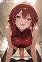 1futa ai_generated big_ass big_breasts big_dick comparing cowgirl_position dick dickgirl erection feet futa_only futanari futrix hi_res highres naked nude original_character perineum pov showing_off striptease teasing thick_ass thick_thighs