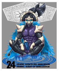 armor axe blue_penis demise_agent_of_armageddon duel_monster eros_sempai_(artist) male_only muscular skull summoning_circle yu-gi-oh!