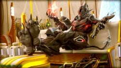 3d 3d_(artwork) 3d_render alternate_version_available big_balls big_penis bioluminescence bioluminescent_penis biomechanical candles clawed_feet clawed_fingers clawed_toes complex_background demon devil devil_tail digital_extremes fat_penis feet feet_fetish feet_focus grey_body grey_glans grey_penis grippers long_nails looking_at_viewer male_only monster posing presenting presenting_feet presenting_hindquarters presenting_penis pyrokinesis silver_markings sitting solo solo_focus solo_male tail tencent uriel_(warframe) warframe weapon x3nolov3r