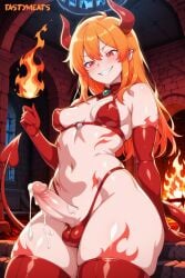 ai_generated castle cum cum_drip demon_girl devil devil_horns devil_tail erection fire futanari grin horns long_gloves penis red_eyes red_hair sexy_body sexy_clothing slim_waist small_breasts tastymeats thick_ass thick_thighs thighhighs valthera wide_hips