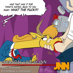 2011 antelope blonde_hair cartoon_network ear_piercing earring english_text fellatio female hair horn human human_on_anthro humanoid interspecies johnny_bravo_(series) male male_human/female_anthro male_on_anthro mary_antelope_(johnny_bravo) oral oral_sex penis piercing r!p sex straight text unseen_male_face