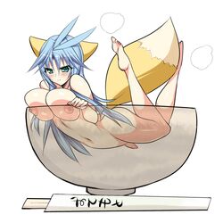 afloat ahoge animal_ears aqua_eyes aqua_hair barefoot beige_skin blue_hair blush bowl breast_press breast_squeeze breasts chopsticks color dickgirl feet final_fantasy final_fantasy_ix fox_ears fox_tail fur furry furry_ears furry_only furry_tail glass green_eyes hair intersex jiz kuja large_breasts long_hair navel nipples nude penis pointy_ears rule_63 side_view simple_background smile solo steam tail taul the_pose very_long_hair white_background x-ray