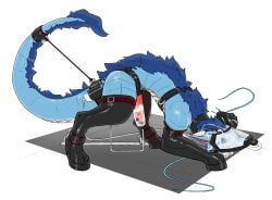 2025 2_horns alpha_channel armwear ass_up barbel_(anatomy) belt belt_bondage blue_body blue_mane bodily_fluids bondage bondage_gear bondage_gloves boots bound chained_to_floor clothing cum cum_container digital_drawing_(artwork) digital_media_(artwork) dragon elbow_gloves eyebrows feral flesh_whiskers footwear gagaga_ram genital_fluids genitals gloves handwear hi_res hoof_boots hoof_gloves horn korean_description leaking_cum legwear long_tail male mane mythological_creature mythological_scalie mythology penile penis penis_milking penis_milking_machine petplay ponyplay restrained roleplay scales scalie shaded shoes side_view solo tail tail_restraint tail_tuft thigh_boots thigh_highs tuft ventral_scales wingless_dragon