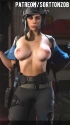 1girls ai_assisted ai_generated baddie breasts call_of_duty cat_ears emo goth gun mara_(cod) shorter_than_10_seconds showing_breasts tagme video