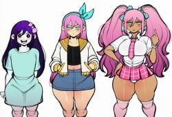 age_progression ai_generated aigooner19aught7 ass_expansion aubrey_(omori) bimbofication bimbofication_sequence breast_expansion gyaru gyarufication novelai omori race_swap transformation