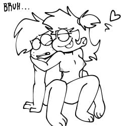 1boy1girl breast breasts broz_boyz broz_boyz_go doodle glimmilly_(milly) humanoid naked no_color sketch text uncomfortable zlayway_(miles)