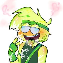 1boy ahe_gao ahegao_face blush breath breath_cloud broz_boyz broz_boyz_go cum doodle freckles hand_sign innuendo milk oc ocs original_character original_characters semen semen_on_face tongue zlayway_(miles)