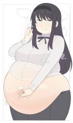 belly belly_fat belly_fetish belly_focus belly_overhang big_belly character_request copyright_request deep_navel fat fat_belly fat_female fat_fetish fat_thighs female female_focus female_only innuendo napolitane navel_fetish navel_focus overweight_female sexually_suggestive