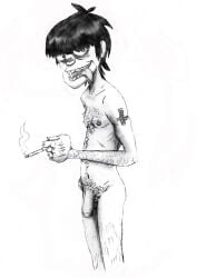 2011 deviantart dirty_bastard flaccid_penis gorillaz hairy_chest holding_cigarette murdoc_niccals old_man pubic_hair thedorkzilla