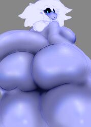 ass_focus bubble_butt fat_ass huge_ass looking_at_viewer low-angle_view purple_skin round_ass white_hair