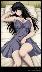 1girl, 4k 8k ai_generated anatomy, anime armpits beautiful bed, bent black blushing, body, clean colors, content, detailed dress, explicit expressive eyes, face, female, flat gradient hair, happy heel, high highlights, knees, legs, lineart, long lying masterpiece, mature messy minimal muted night nsfw, on osaragi_(sakamoto_days) pedicure, perfect pose, pubic quality quality, resolution, sakamoto_days screenshot seductive see-through sensual, sexy shading, shadow, shape, side, simple skin soft solo, thighs, thin underwear, visible, without