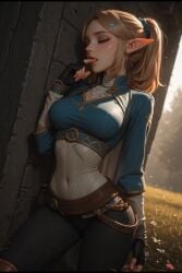ai_generated ass big_breasts blonde_hair curvy dragon female female_only princess_zelda tagme video zelda_(breath_of_the_wild)