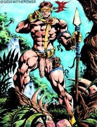balls big_balls big_cock big_dick big_penis clothing crepuscular_rays cyclops cyclops_(x-men) edit edited edited_art edited_official_artwork exposed_penis foreskin geekwithepower male male_only marvel marvel_comics muscular muscular_male penis ripped_clothing savage_land scott_summers uncircumcised uncut x-men