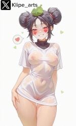 ai_generated brawl_stars covered_navel covered_nipples female female_only kaze_(brawl_stars) pussy see-through_clothing shirt wet_clothes