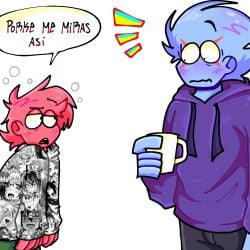 ahe_gao ahegao_face ahegao_hoodie anime_girl bluuzick_(kevin) broz_boyz broz_boyz_go hackzack_(zack) hoodie oc ocs original_character original_characters spanish_dialogue spanish_text surprised surprised_expression text text_bubble tired tired_eyes