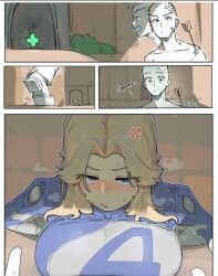 anger_vein arrow blonde_hair blush breast_press fantastic_four huge_breasts invisible_woman invisible_woman_(marvel_rivals) marvel marvel_rivals milf pout real_raven susan_storm