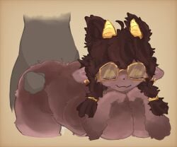 alternate_version_available anonymous_male belly_bulge big_ass big_breasts big_hips brown_fur brown_hair cum deer_ears furry glasses gold_jewelry hi_res horns iriskaka ornate_(tower_heroes) pierced_ears self_upload tower_heroes vaginal_penetration vaginal_sex