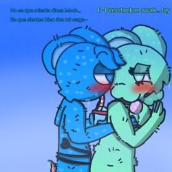 aged_up anal_sex black_tail blue_eyes blue_fur blueberry_mint furry_female furry_male hamster_boy hamster_tail jay_(sprunki) malaysian_female malaysian_text mexican_male moch_(sprunki) momazos_funados mouse_girl no_cum spanish_text sprunki sprunki_oc straight_sex titties turquoise_eyes turquoise_fur