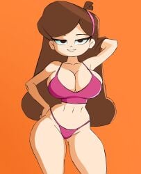 big_breasts bikini black_eyes brikmk brown_hair curvy gravity_falls long_hair mabel_pines standing