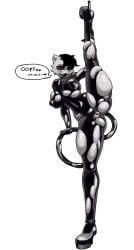 absurd_res anthro areola areola_visible_through_clothing ass barely_visible_areola barely_visible_genitalia barely_visible_vulva big_areola big_breasts bodily_fluids bodysuit boots breasts clothing curvy_figure dialogue felid feline female footwear genital_fluids genitals glistening glistening_body glistening_breasts glistening_butt glistening_clothing glistening_genitalia hi_res high_heeled_boots high_heels holding_leg latex latex_clothing latex_skinsuit looking_at_viewer looking_pleasured mammal mincout raised_leg red_eyes shoes skindentation skinsuit solo spanish_text speech_bubble spread_legs spreading standing sydney_(mincout) tail tall text thick_thighs tight_clothing torn_bodysuit torn_clothing translated vaginal_fluids voluptuous vulva vulva_visible_through_clothing yellow_sclera