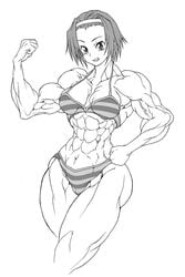 black_and_white extreme_muscles k-on! monochrome muscle muscular_female purukogi ritsu_tainaka_(k-on!) tagme