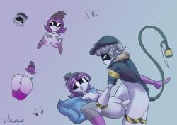 1boy breasts canon_couple female hat juliacatlia missionary_position murder_drones n_(murder_drones) nude nude_female pillow robot robot_girl sex socks socks_only uzi_(murder_drones)