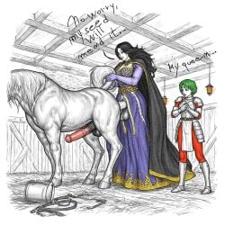 ai_generated female femdom fire_emblem fire_emblem:_genealogy_of_the_holy_war futa_on_horse futanari hermina_(fire_emblem) hilda_(fire_emblem) horse milf stylized