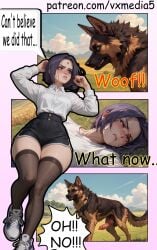 ai_assisted ai_generated big_ass big_penis canine college dc dc_comics dog_penis raven_(dc) superhero teen_titans thick_ass thick_legs thick_thighs vidaxmega vxmedia zoophilia