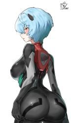 1girls 2d_(artwork) albino_girl alternate_costume alternate_version_available areolae artist_name artist_signature ass_cheeks ass_focus ass_support ayanami_rei bangs_over_eyes big_breasts black_bodysuit black_plugsuit blue_hair_female bob_cut breedable_hips bubble_ass caked_up clone crossover curvy_hips embarrassed_expression evangelion:_2.0_you_can_(not)_advance evangelion:_3.0_you_can_(not)_redo fat_ass female_focus goddess_of_victory:_nikke grabbing_own_ass hand_on_ass highres interface_headset_(evangelion) neon_genesis_evangelion nipples_visible_through_clothing no_underwear pale-skinned_female part_of_a_set phat_ass pixiv plugsuit pole_bear(artist) red_eyes rei_(q) rei_ayanami rei_ayanami_(tentative_name) shadows short_hair sideboob simple_background skintight_bodysuit standing studio_khara thicc_thighs white_background