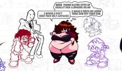 belly_button big_ass big_breasts black_bra boyfriend_(friday_night_funkin) bra chubby chubby_belly chubby_female cleavage cleavage_cutout creepypasta fat fat_ass fat_belly fat_breasts fat_female fat_fetish fat_girl fat_thighs fat_woman friday_night_funkin girlfriend_(friday_night_funkin) grabbing_belly grabbing_own_belly grabbing_thighs hair_over_one_eye large_breasts long_hair nomuski semi_nude tearing_clothes tearing_clothing thick_thighs thighhighs thighs trepidation_gf_(friday_night_funkin) weight_gain weight_gain_female