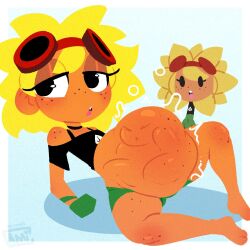 camigz female orange_skin plant prey_outline pvz_heroes sunflower_(pvz) vore